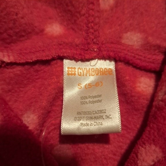 Gymboree girls size 5/6 Outlet red with pink dots full zip fleece sweater - Picture 4 of 4